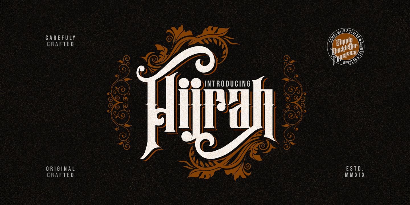 Пример шрифта Hijrah Stamped
